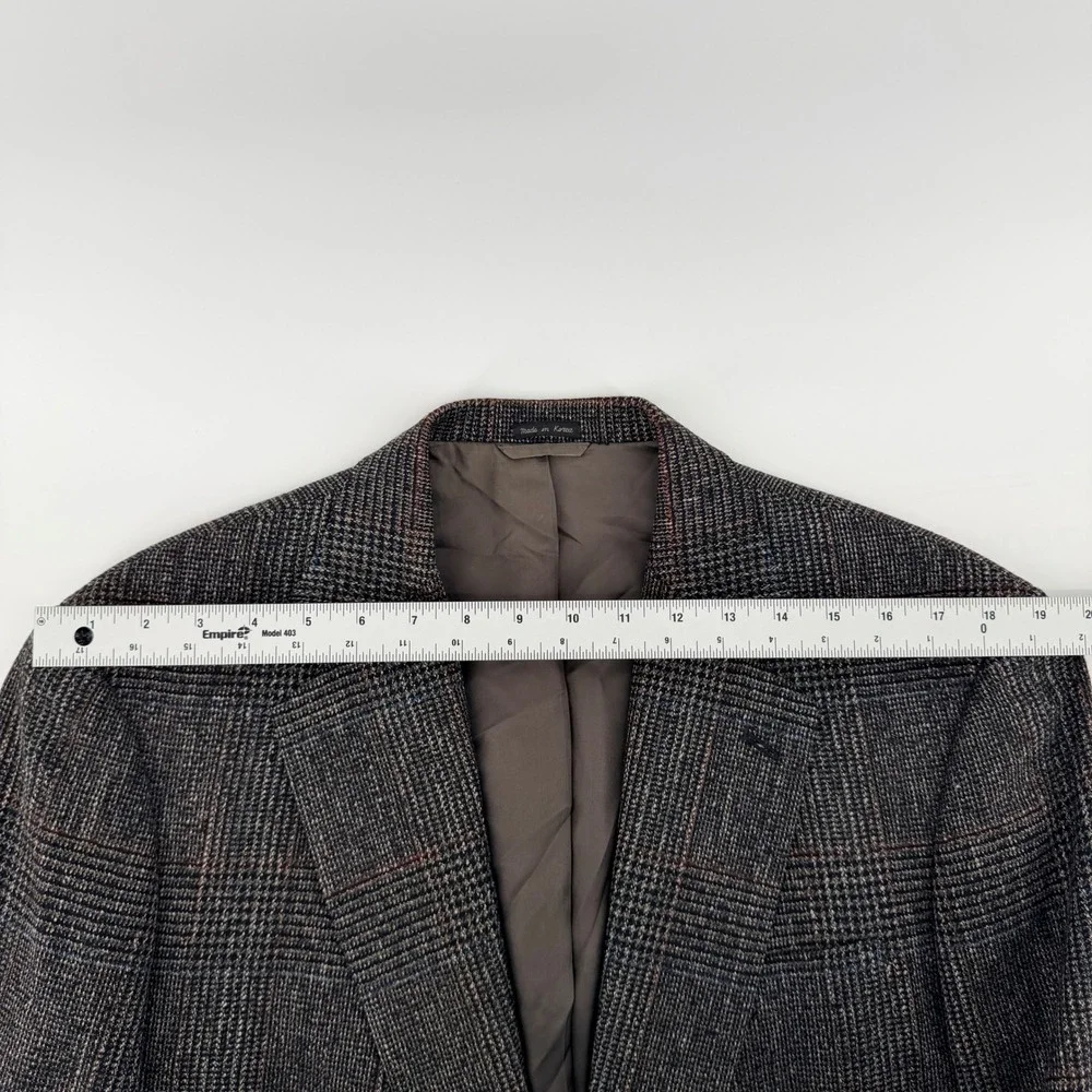 Vintage Mallards Glen Plaid Sport Coat Grey Wool Blend Two Button Blazer 44R Gry